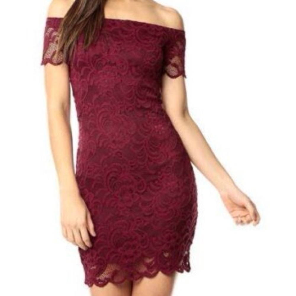 Ambiance Red Off-Shoulder Bodycon Mini Dress